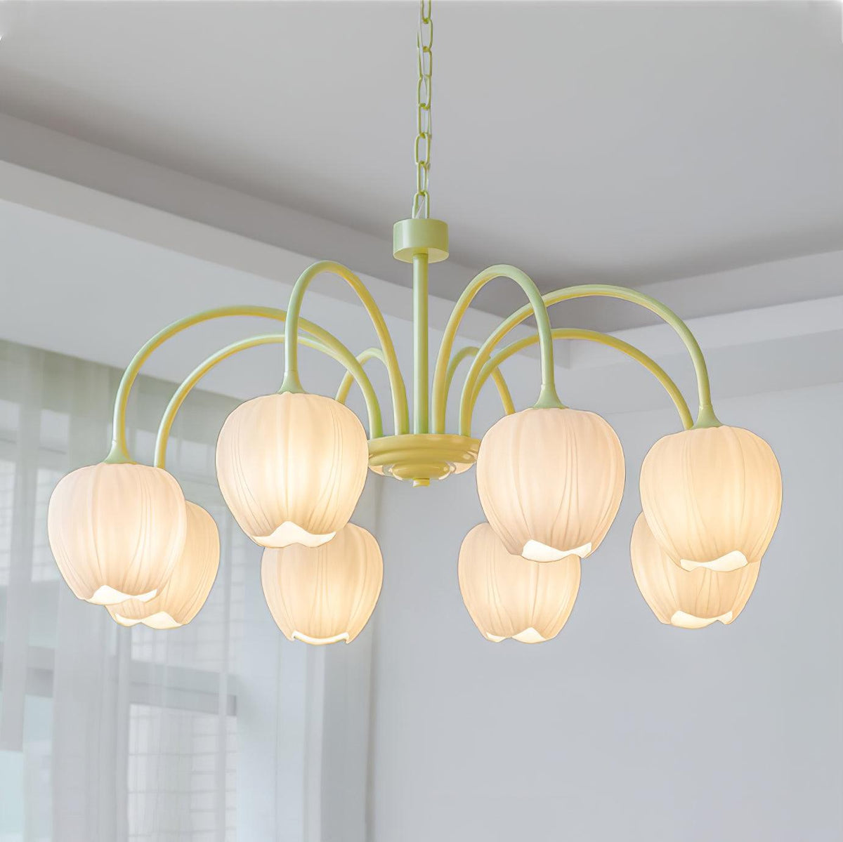 Tulip Matcha Chandelier Light Fixture-Lighting > Chandeliers & Pendant Lights-casanuva-casanuva