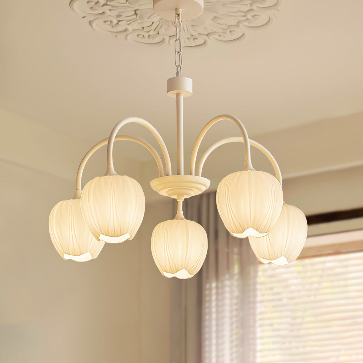 Tulip Matcha Chandelier Light Fixture-Lighting > Chandeliers & Pendant Lights-casanuva-casanuva