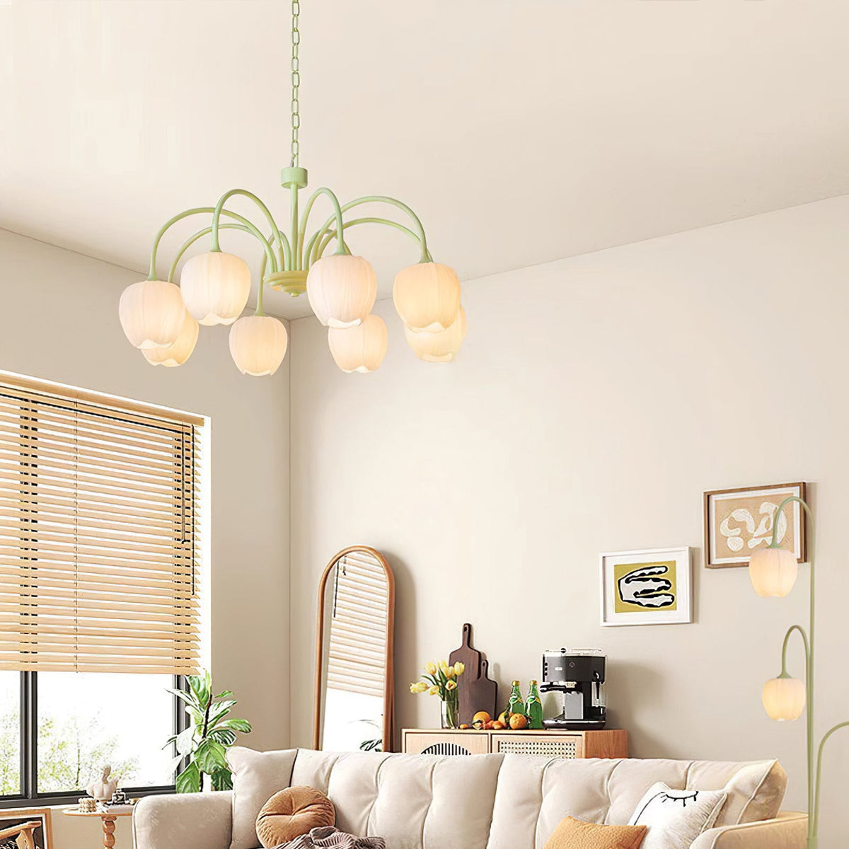 Tulip Matcha Chandelier Light Fixture-Lighting > Chandeliers & Pendant Lights-casanuva-casanuva
