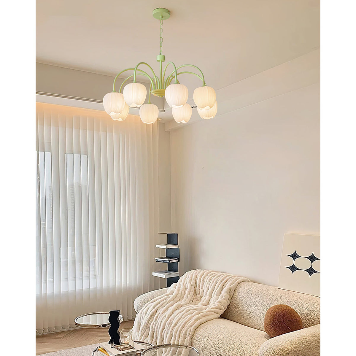 Tulip Matcha Chandelier Light Fixture-Lighting > Chandeliers & Pendant Lights-casanuva-casanuva