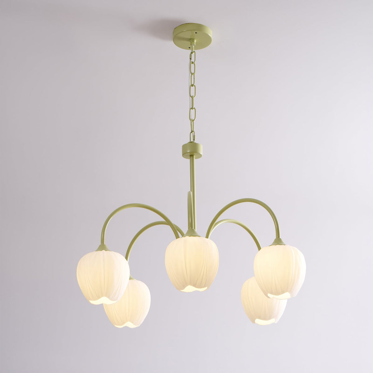 Tulip Matcha Chandelier Light Fixture-Lighting > Chandeliers & Pendant Lights-casanuva-casanuva