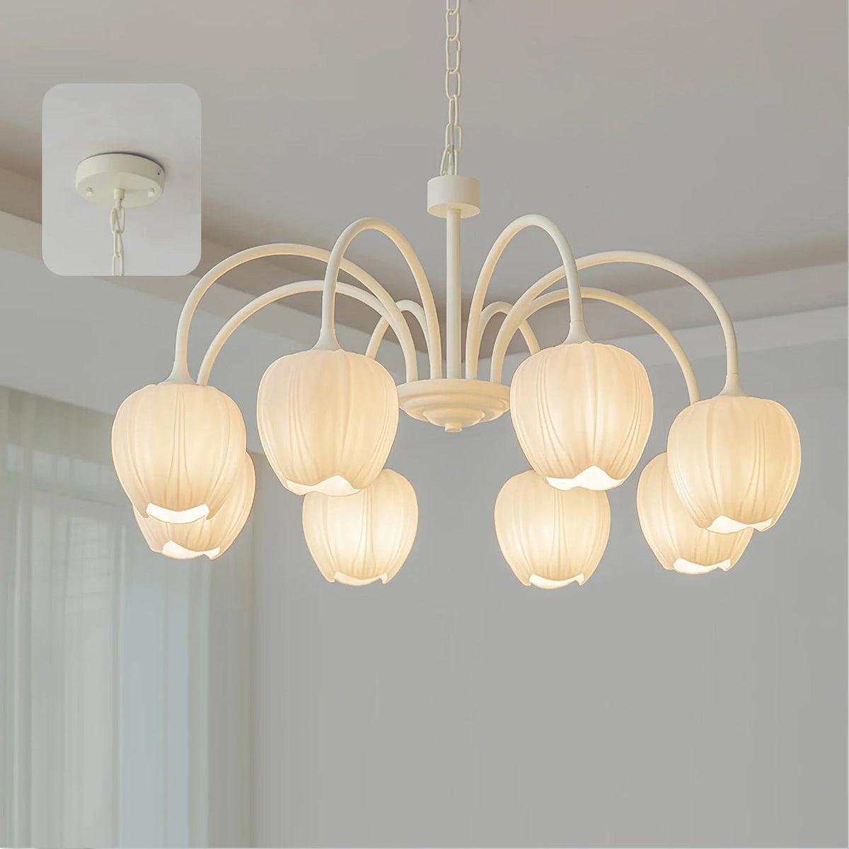 Tulip Matcha Chandelier Light Fixture-Lighting > Chandeliers & Pendant Lights-casanuva-casanuva