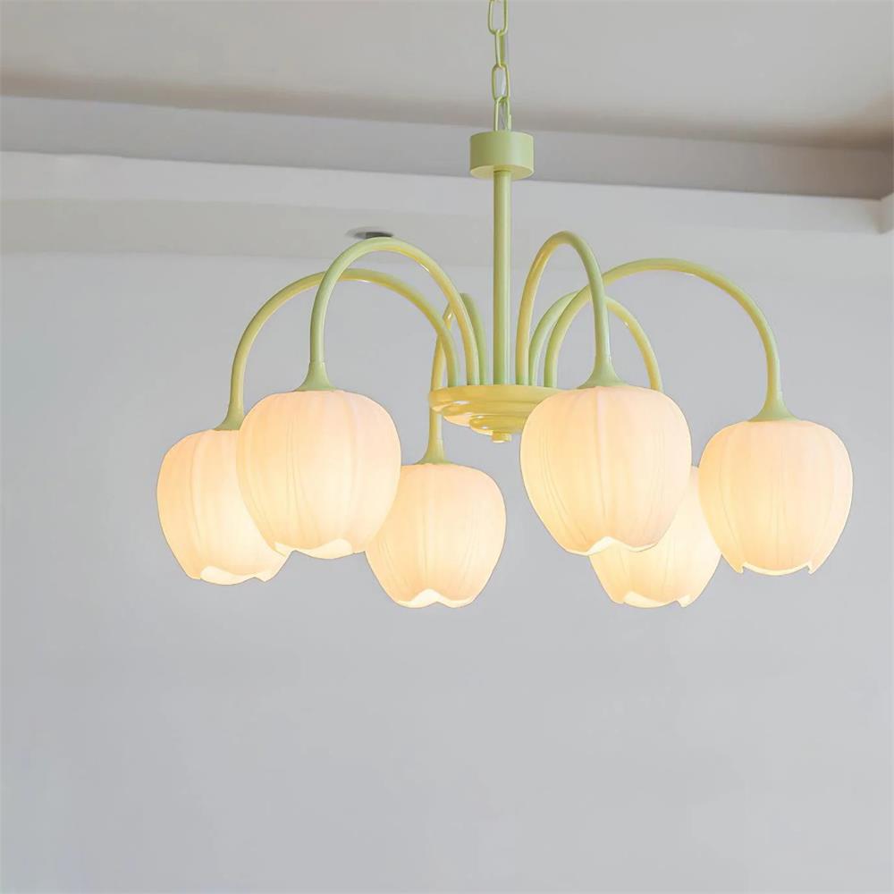 Tulip Matcha Chandelier Light Fixture-Lighting > Chandeliers & Pendant Lights-casanuva-casanuva