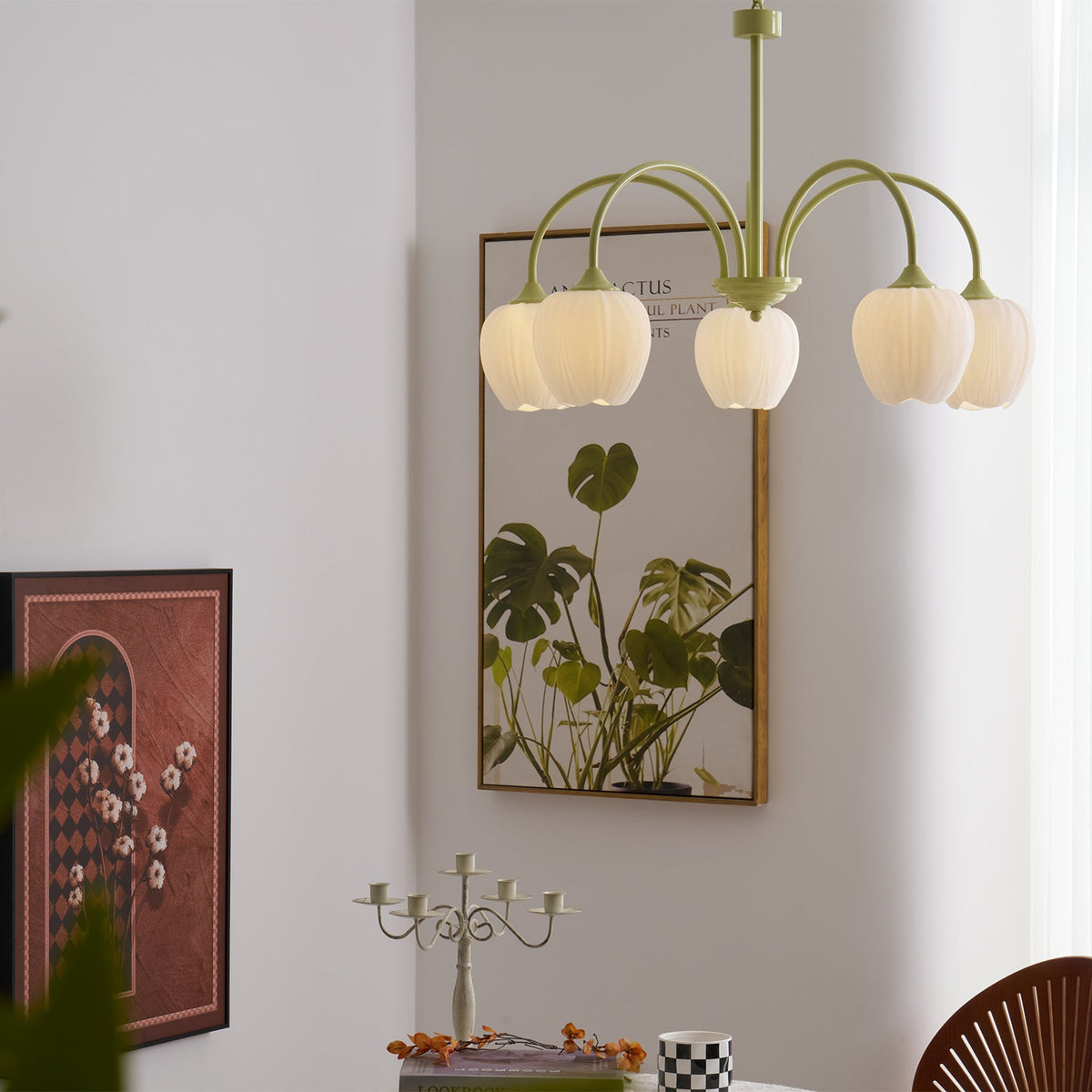 Tulip Matcha Chandelier Light Fixture-Lighting > Chandeliers & Pendant Lights-casanuva-casanuva