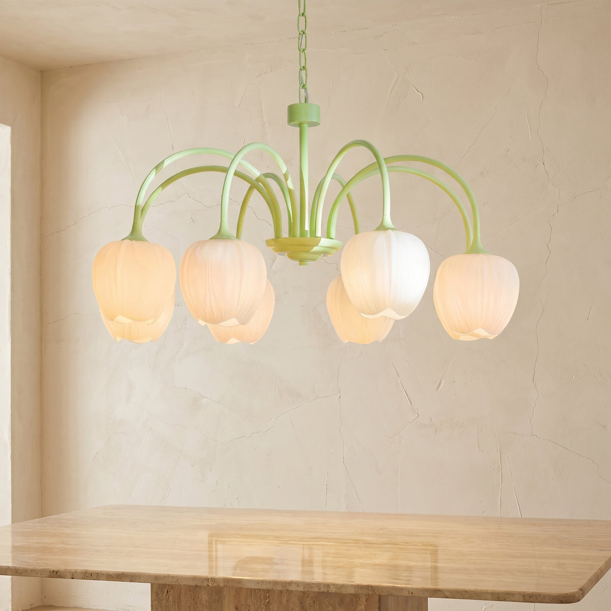 Tulip Matcha Chandelier Light Fixture-Lighting > Chandeliers & Pendant Lights-casanuva-casanuva