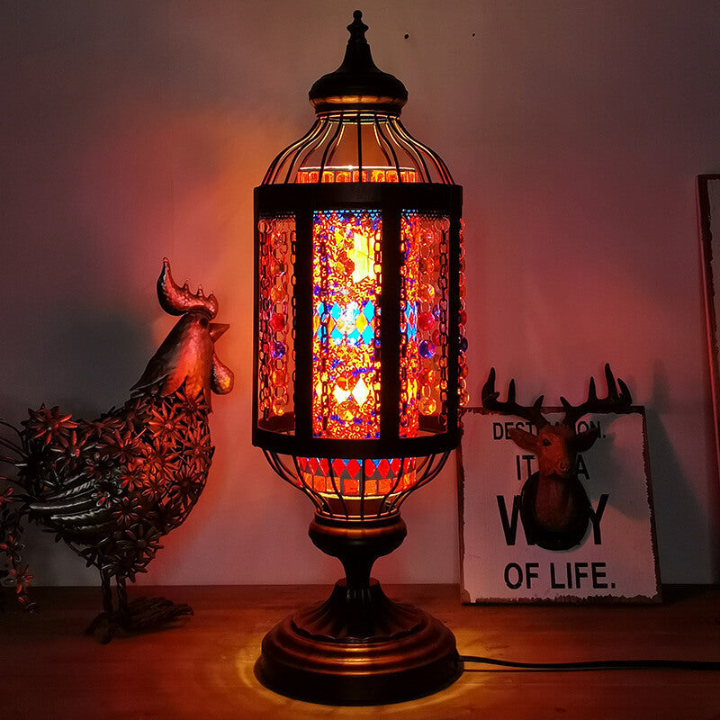 Turkish Stained Glass Table Lamp 1-Light Vintage Design-Lighting > Table Lamps-casanuva-110V-120V-Red-casanuva