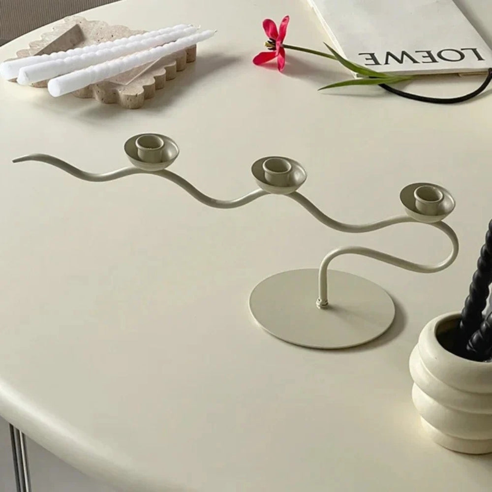 Twisted Iron Candle Holder-Home Decor > Candle Holders-casanuva-Cream Waves-casanuva