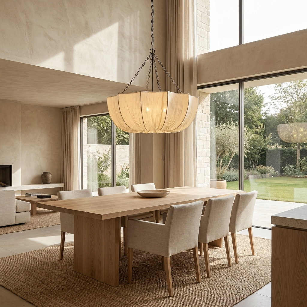 U Shape Fabric Chandelier Japanese Wabi Sabi Design-Lighting > Chandeliers & Pendant Lights-casanuva-casanuva