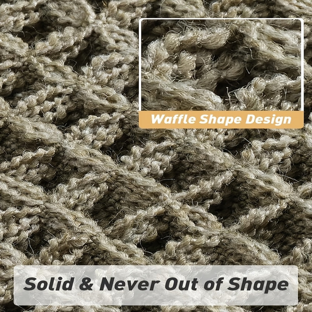 Ultra-absorbent Waffle Bath Mat with Tassels and Non-slip Backing-Bedding & Bath > Bath Mats-casanuva-casanuva