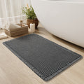 Ultra-absorbent Waffle Bath Mat with Tassels and Non-slip Backing-Bedding & Bath > Bath Mats-casanuva-43*61cm-Dark Gray-casanuva