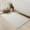 Ultra-absorbent Waffle Bath Mat with Tassels and Non-slip Backing-Bedding & Bath > Bath Mats-casanuva-43*61cm-White-casanuva