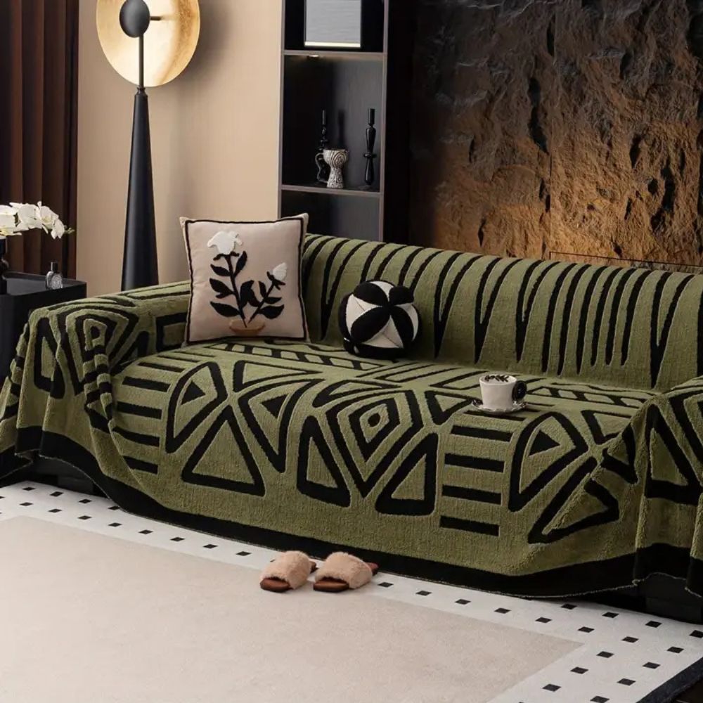Urban Maze Sofa Cover Premium Fabric-Covers & Textiles > Sofa Covers-casanuva-Olive Green-71"x51"-casanuva