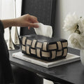 Vegan Leather Tissue Box with Woven Design-Home Decor > Decorative Accessories-casanuva-casanuva