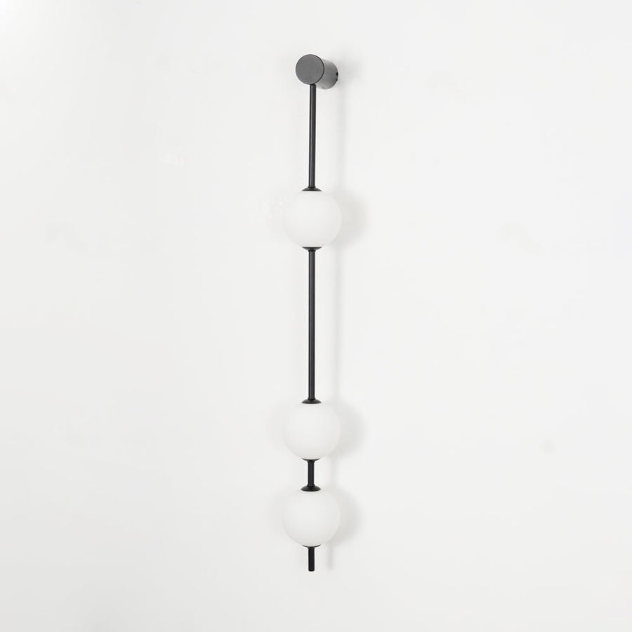 Vertical Ball Wall Lamp LED-Lighting > Wall Lights-casanuva-12cmx103cm-Black & Plastic Ball-Triac Dimmable Warm Light-casanuva