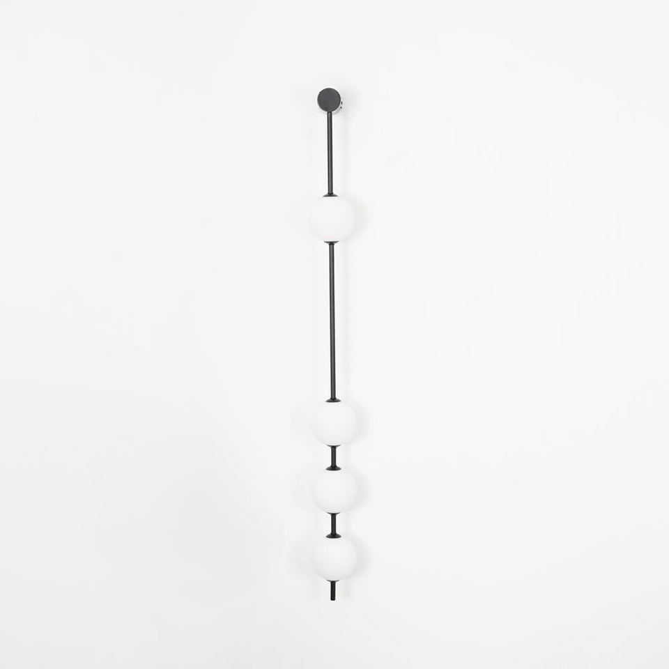 Vertical Ball Wall Lamp LED-Lighting > Wall Lights-casanuva-12cmx130cm-Black & Plastic Ball-Triac Dimmable Warm Light-casanuva
