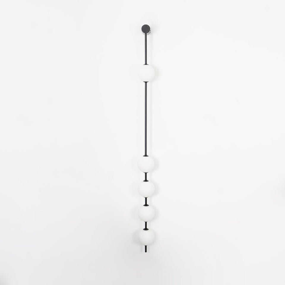 Vertical Ball Wall Lamp LED-Lighting > Wall Lights-casanuva-12cmx158cm-Black & Plastic Ball-Triac Dimmable Warm Light-casanuva