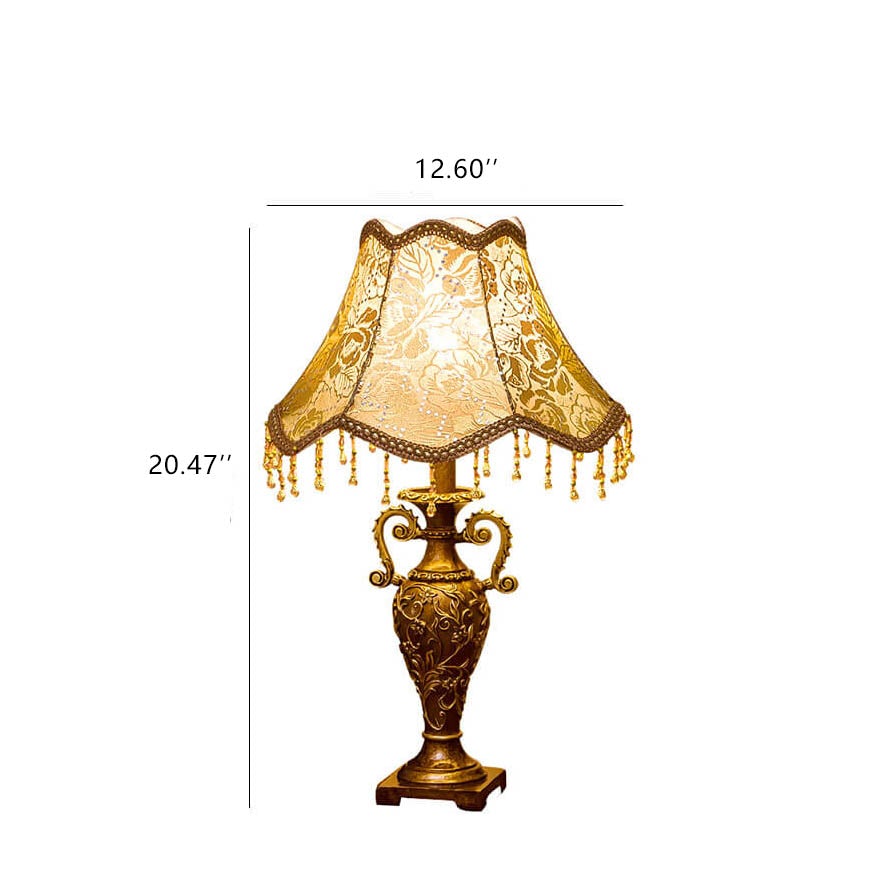 Vintage European Fabric Table Lamp 1-Light Antique Design-Lighting > Table Lamps-casanuva-casanuva