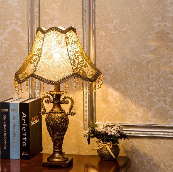 Vintage European Fabric Table Lamp 1-Light Antique Design-Lighting > Table Lamps-casanuva-Push Button-A-220V-240V-casanuva