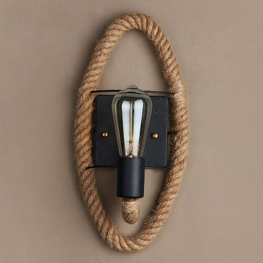 Vintage Hemp Rope Wall Sconce Lamp 1-Light Design-Lighting > Wall Lights-casanuva-casanuva