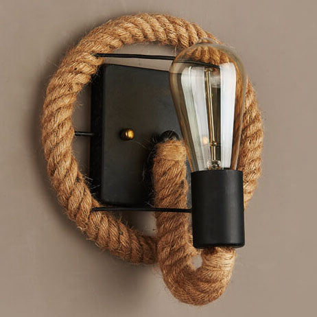 Vintage Hemp Rope Wall Sconce Lamp 1-Light Design-Lighting > Wall Lights-casanuva-casanuva