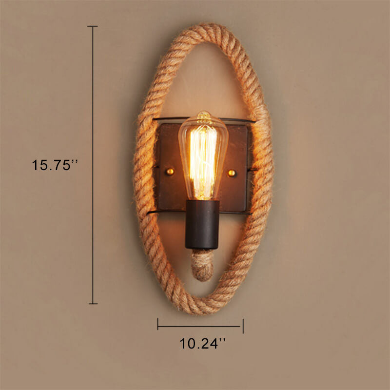 Vintage Hemp Rope Wall Sconce Lamp 1-Light Design-Lighting > Wall Lights-casanuva-casanuva