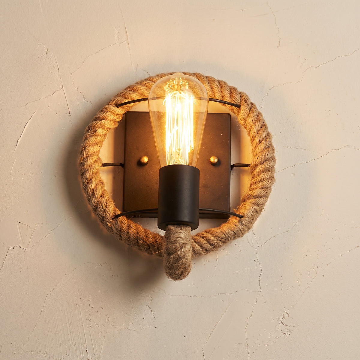Vintage Hemp Rope Wall Sconce Lamp 1-Light Design-Lighting > Wall Lights-casanuva-casanuva