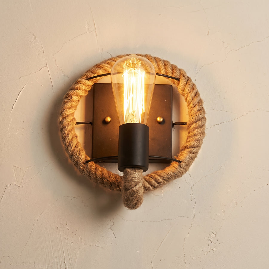 Vintage Hemp Rope Wall Sconce Lamp 1-Light Design-Lighting > Wall Lights-casanuva-casanuva