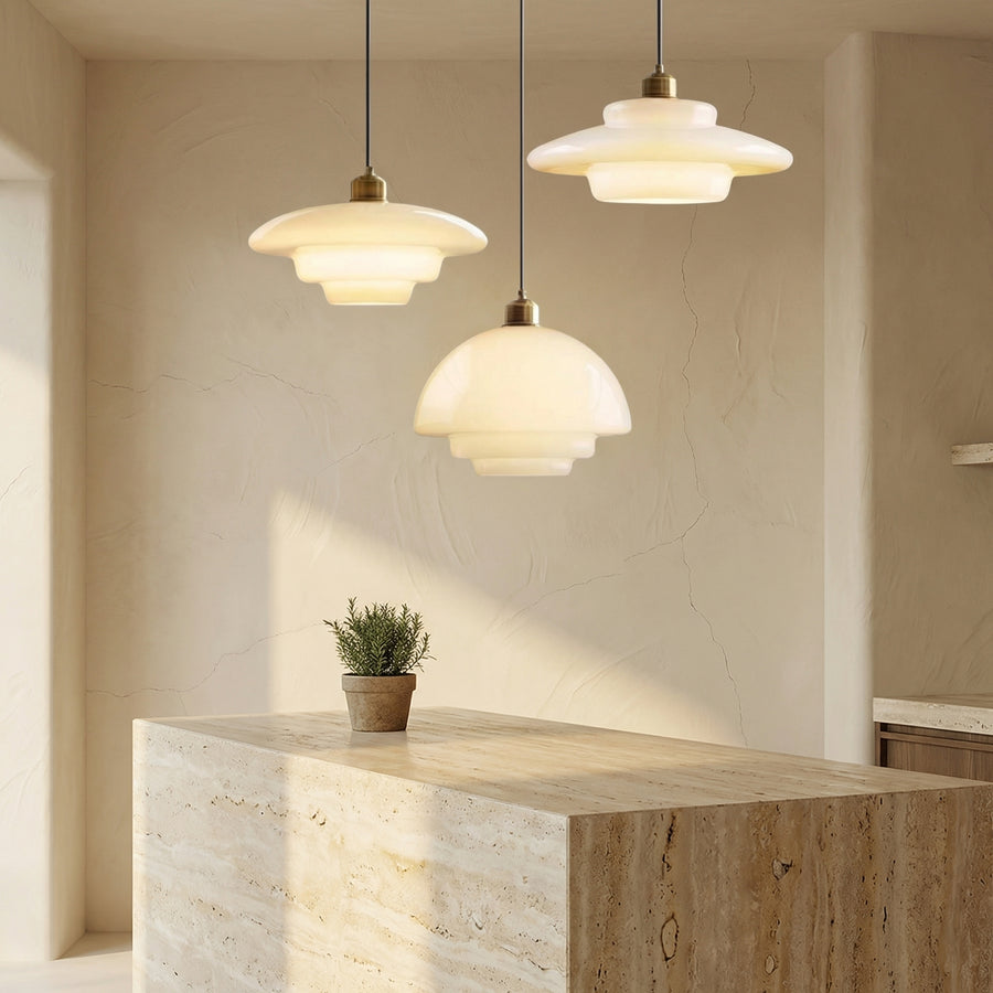 Vintage Milky Glass Pendant Light-Lighting > Pendant Lights-casanuva-casanuva