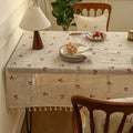 Vintage Red Cherry Tablecloth with Tassels-Covers & Textiles > Table Cloths-casanuva-casanuva