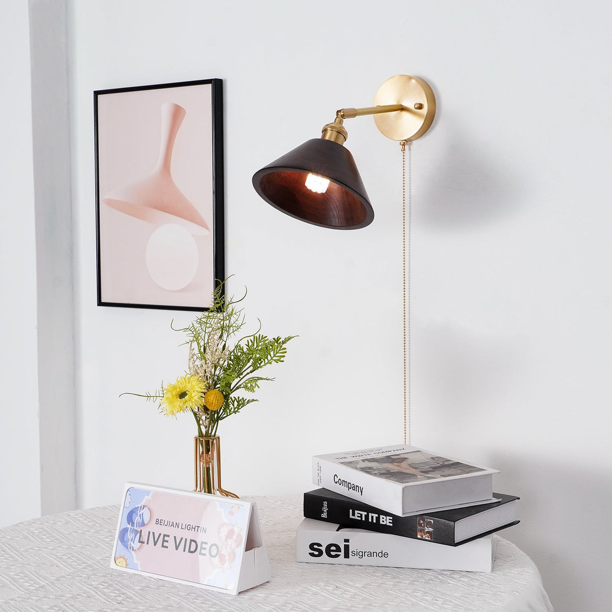 Vintage Wood Wall Lamp Fixture-Lighting > Wall Lights-casanuva-casanuva