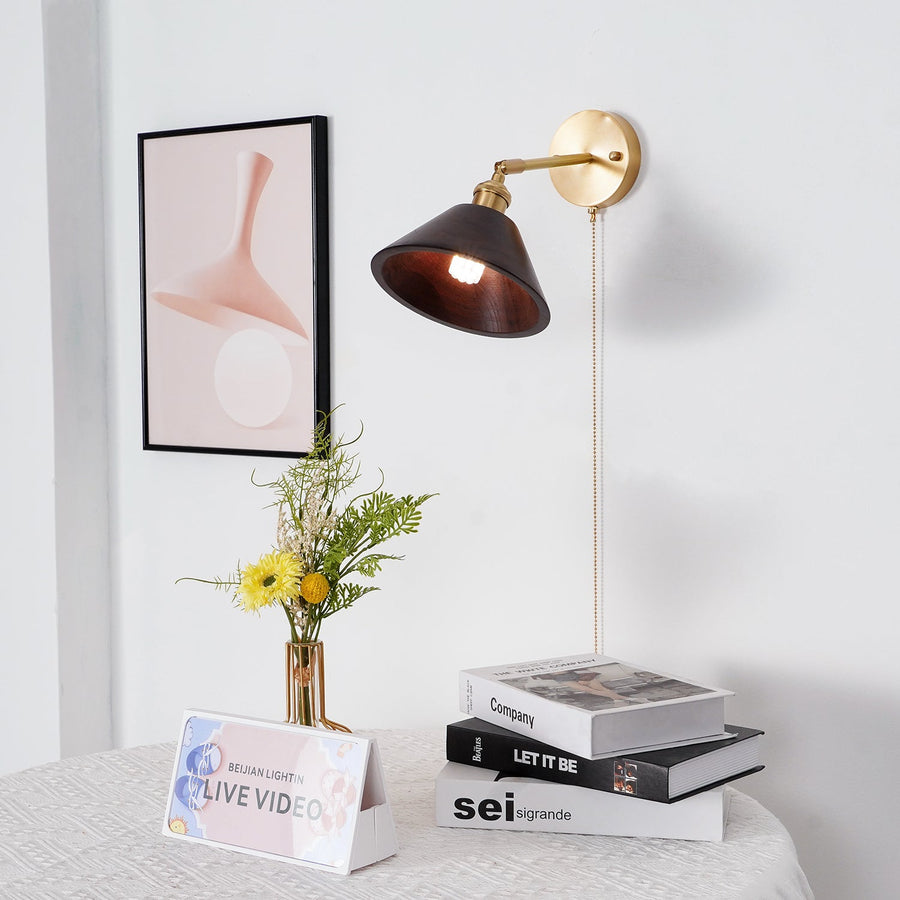 Vintage Wood Wall Lamp Fixture-Lighting > Wall Lights-casanuva-casanuva