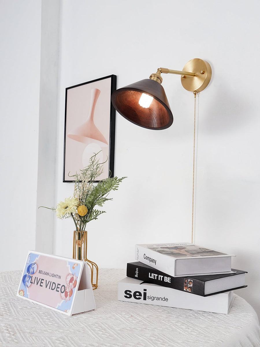 Vintage Wood Wall Lamp Fixture-Lighting > Wall Lights-casanuva-casanuva