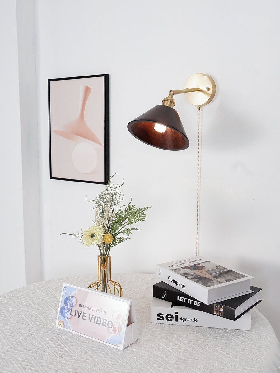 Vintage Wood Wall Lamp Fixture-Lighting > Wall Lights-casanuva-casanuva