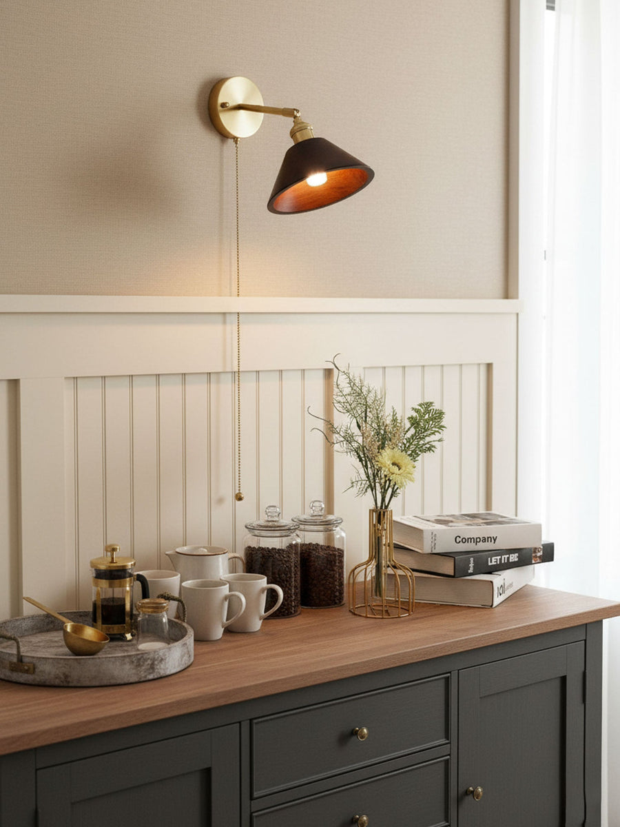 Vintage Wood Wall Lamp Fixture-Lighting > Wall Lights-casanuva-casanuva