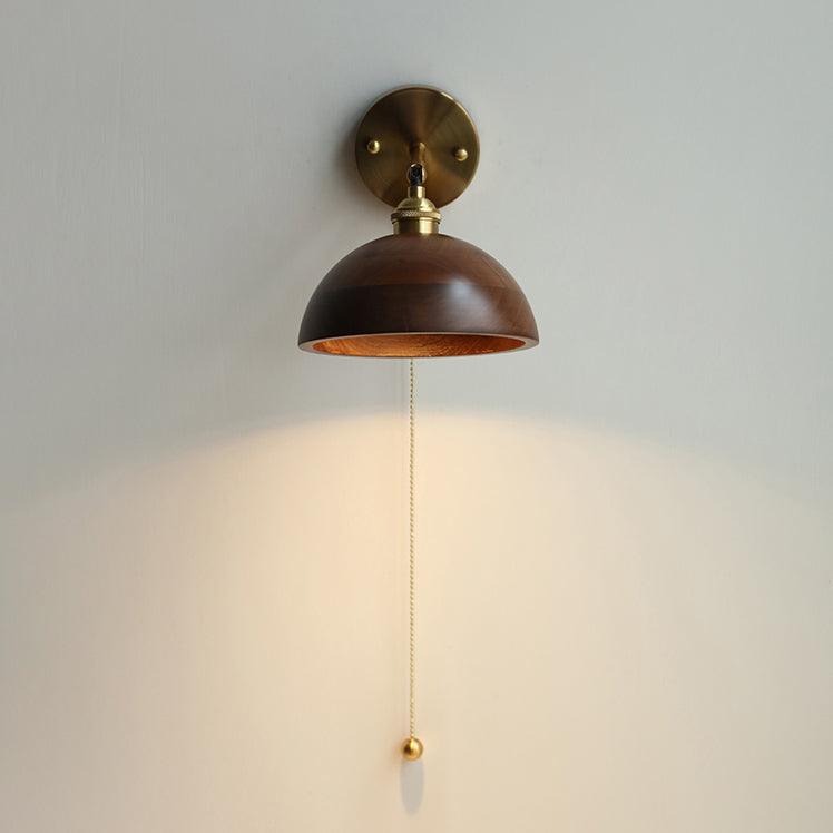 Vintage Wood Wall Lamp Fixture-Lighting > Wall Lights-casanuva-Model A Size: 16cmx14cm-Brass & Walnut Wood-casanuva