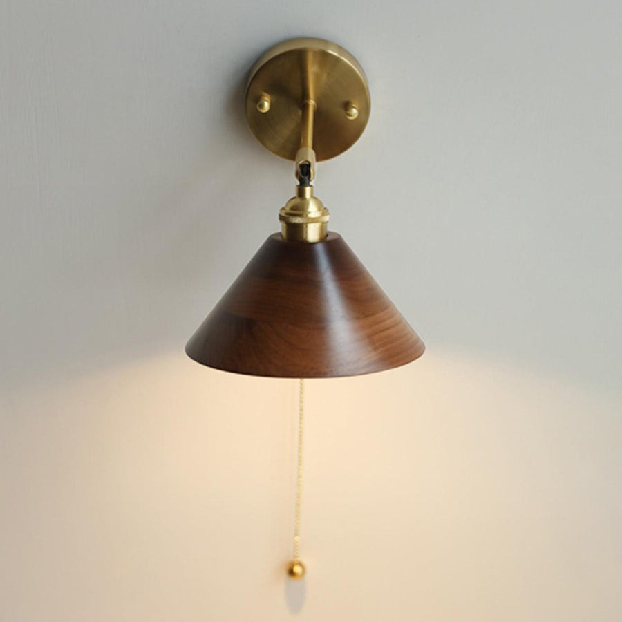 Vintage Wood Wall Lamp Fixture-Lighting > Wall Lights-casanuva-Model B Size: 18cmx14cm-Brass & Walnut Wood-casanuva