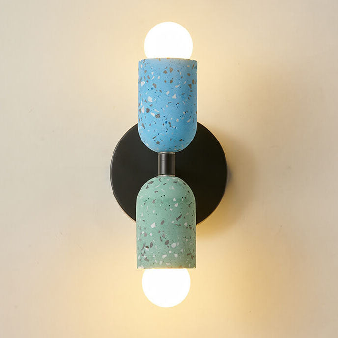 Wabi-Sabi Iron Cement 2-Light Wall Sconce Lamp-Lighting > Wall Lights-casanuva-Cyan + Green-100V-120V-casanuva