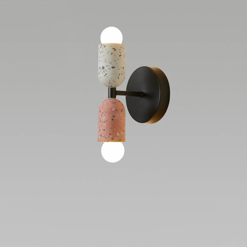 Wabi-Sabi Iron Cement 2-Light Wall Sconce Lamp-Lighting > Wall Lights-casanuva-White + Pink-100V-120V-casanuva