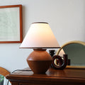 Wabi-sabi Vintage Solid Wood Table Lamp with Fabric Shade-Lighting > Table Lamps-casanuva-casanuva