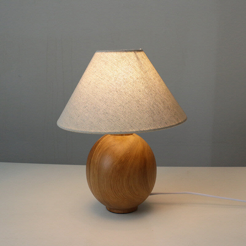 Wabi-sabi Vintage Solid Wood Table Lamp with Fabric Shade-Lighting > Table Lamps-casanuva-casanuva