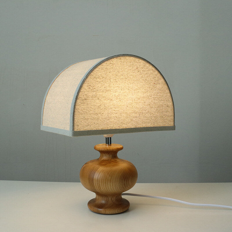 Wabi-sabi Vintage Solid Wood Table Lamp with Fabric Shade-Lighting > Table Lamps-casanuva-casanuva