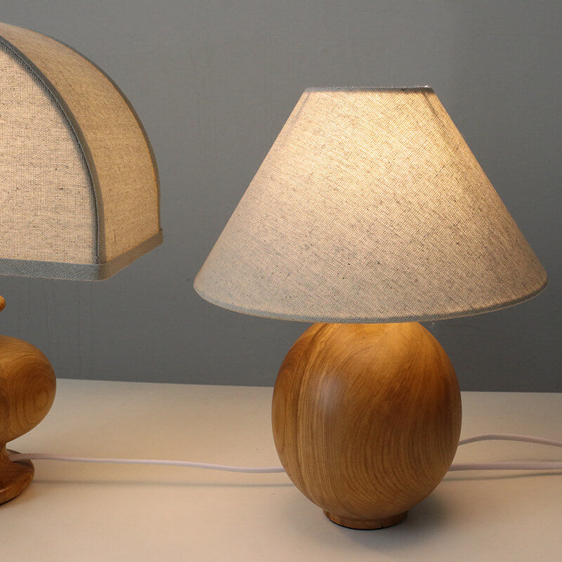Wabi-sabi Vintage Solid Wood Table Lamp with Fabric Shade-Lighting > Table Lamps-casanuva-casanuva