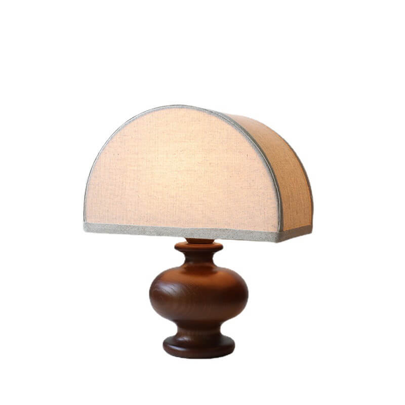 Wabi-sabi Vintage Solid Wood Table Lamp with Fabric Shade-Lighting > Table Lamps-casanuva-casanuva
