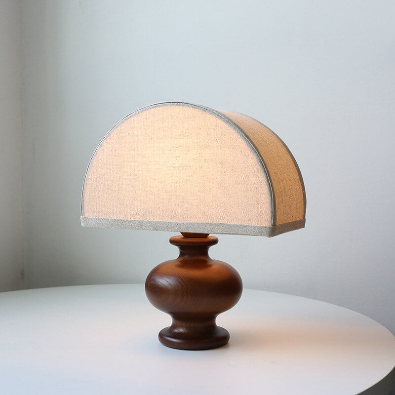 Wabi-sabi Vintage Solid Wood Table Lamp with Fabric Shade-Lighting > Table Lamps-casanuva-casanuva