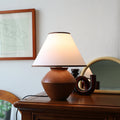 Wabi-sabi Vintage Solid Wood Table Lamp with Fabric Shade-Lighting > Table Lamps-casanuva-casanuva