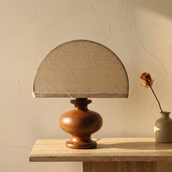 Wabi-sabi Vintage Solid Wood Table Lamp with Fabric Shade-Lighting > Table Lamps-casanuva-casanuva