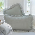 Waffle Weave Cotton Pillowcases with Ruffle Set of 2-Bedding & Bath > Pillowcases-casanuva-Gray Blue-23"x31"-casanuva