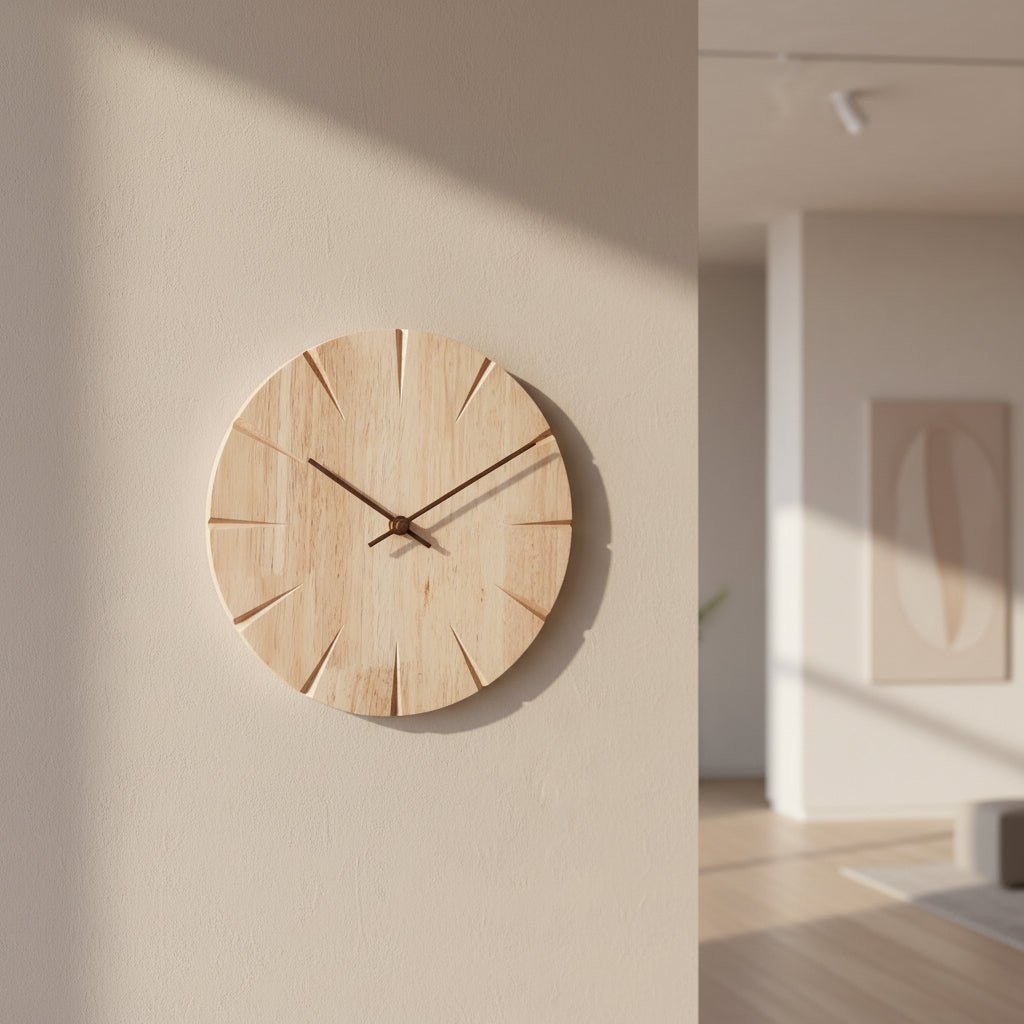 Wall Clock Solid Wood Pendulum Mechanism Elegant Design-Home Decor > Clocks-casanuva-Natural Wood-casanuva