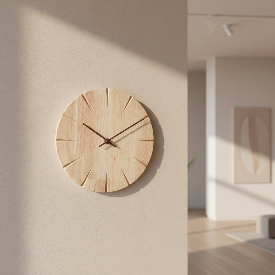Wall Clock Solid Wood Pendulum Mechanism Elegant Design-Home Decor > Clocks-casanuva-Natural Wood-casanuva