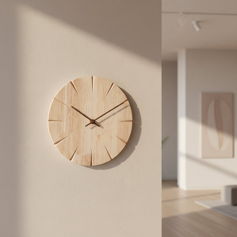 Wall Clock Solid Wood Pendulum Mechanism Elegant Design-Home Decor > Clocks-casanuva-Natural Wood-casanuva
